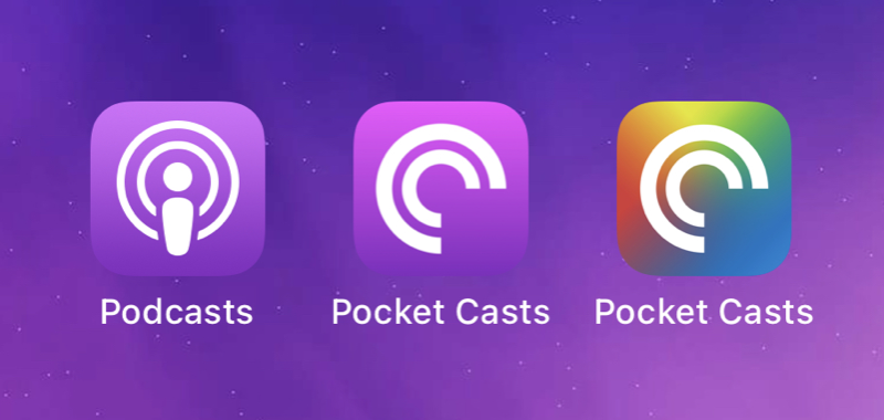 Three podcast app icons