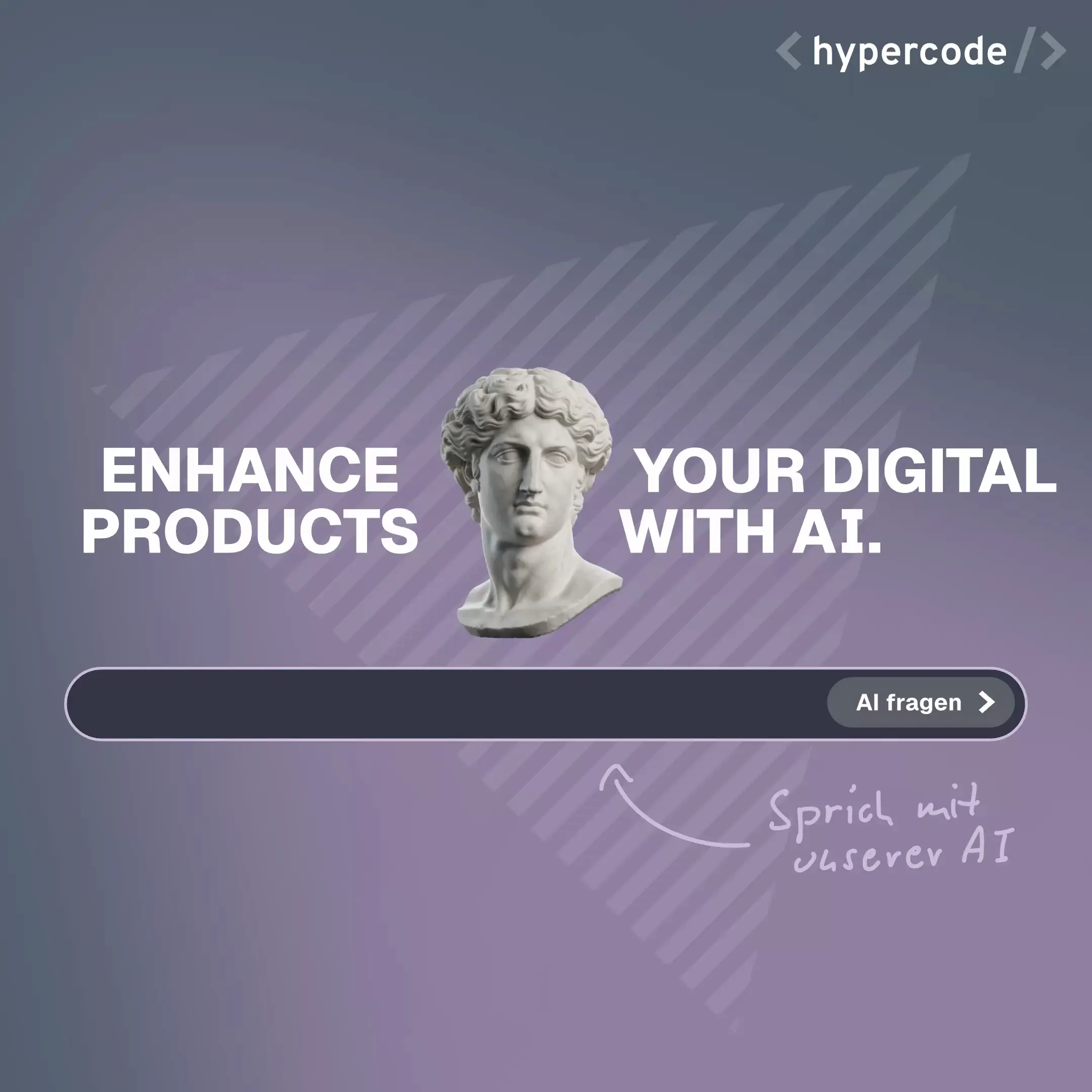 Teaser des neuen Hypercode AI-Bereichs inkl. des Hypercode AI Assistants.