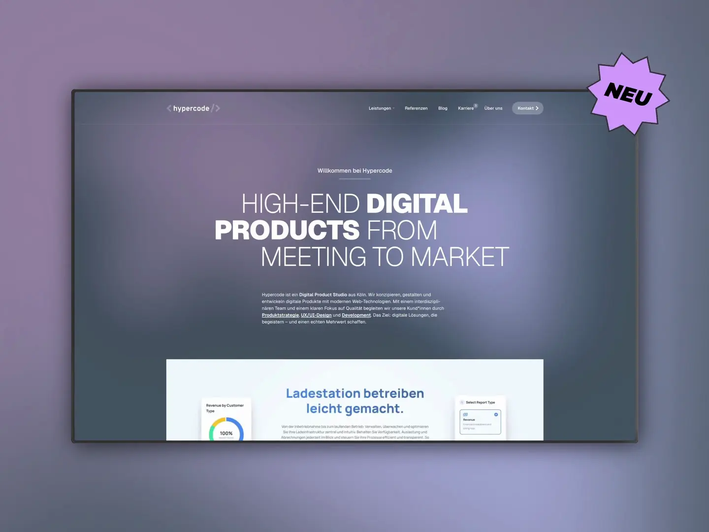 Screencast der neuen Hypercode-Website, der die verschiedenen Leistungsseiten, etc. zeigt.