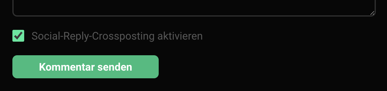 Screenshot der nur für den Autoren sichtbaren Social-Reply-Checkbox im Kommentarformular.
