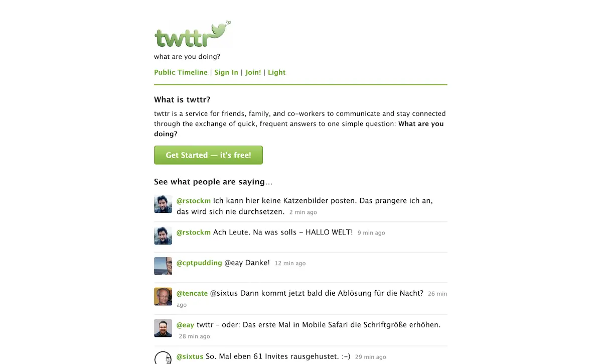 Screenshot der twttr.eu Startseite.