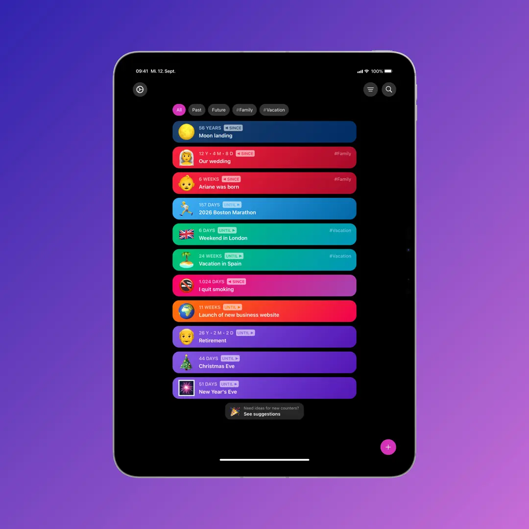 Yonks 2.0 on an iPad in portrait mode.