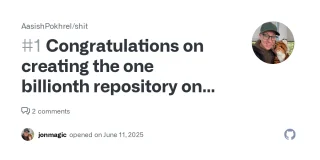 Congratulations on creating the one billionth repository on GitHub! · Issue #1 · AasishPokhrel/... | OpenGraph Preview Image